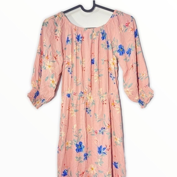 𝅺NWT H&M Off the shoulder floral powder pink dress - Picture 3 of 9